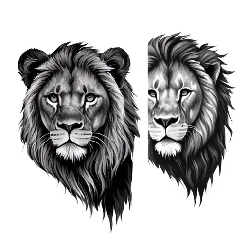 Lioness And Lion Head