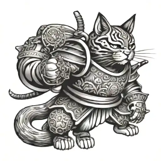 Maneki Neko Cat Samurai Warrior