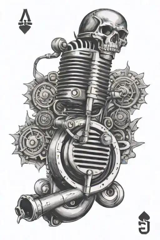 Harley Davidson Motorcycle Poker Card Old Microphone Family Guitar