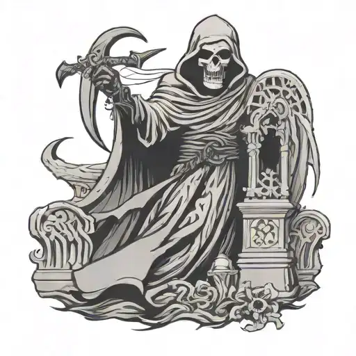 Grim Reaper In Graveyard