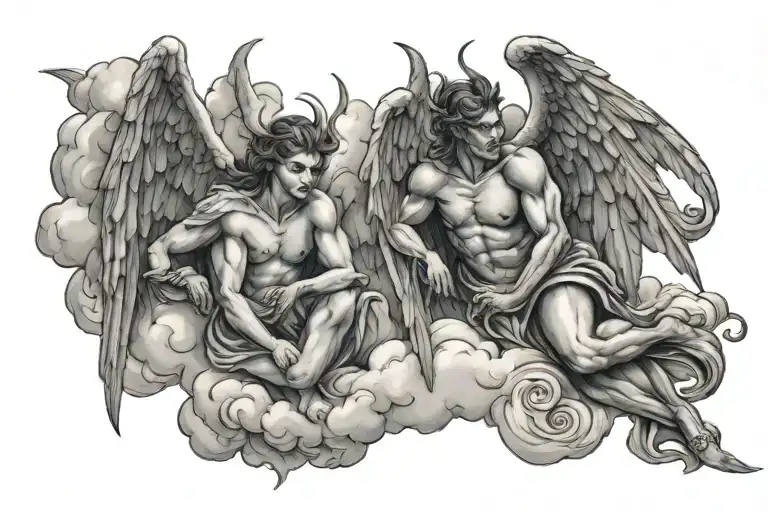 Angel And Devil In The Clouds