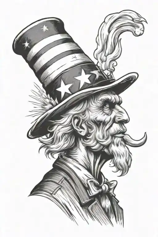 Uncle Sam Wearing A Fire Helmet