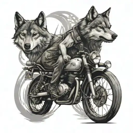 Wolf And Motorcycle