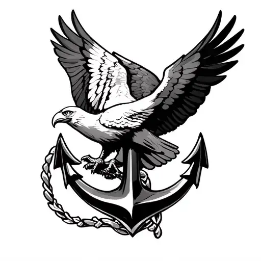 Dove And Eagle Perched On Anchor