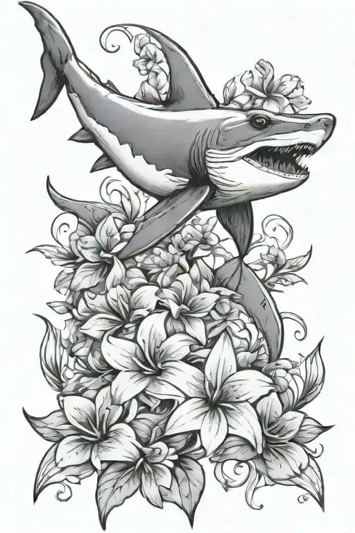 Hammerhead Shark With Flowers