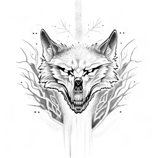 Pine Tree Wolf Skull