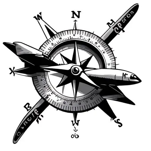 Airplane And Traveller Compass