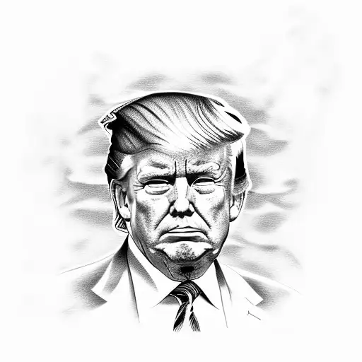 A Portrait Of Trump With A Camouflage Background