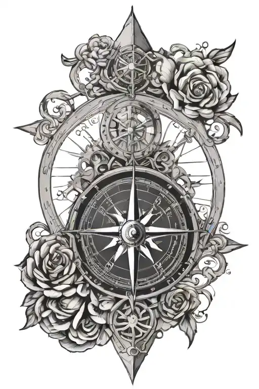 Sagittarius And Cancer Zodiac Sign Intertwined Within A Compass
