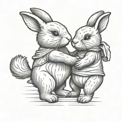 A Bunny And Bear Holding Hands