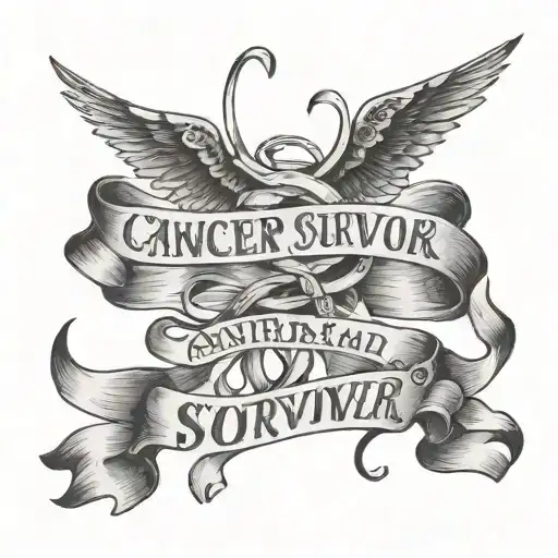 Without A Ribbon Cancer Survivor Tattoo Design With Small Quote