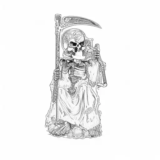 A Skeleton Holding A Scythe