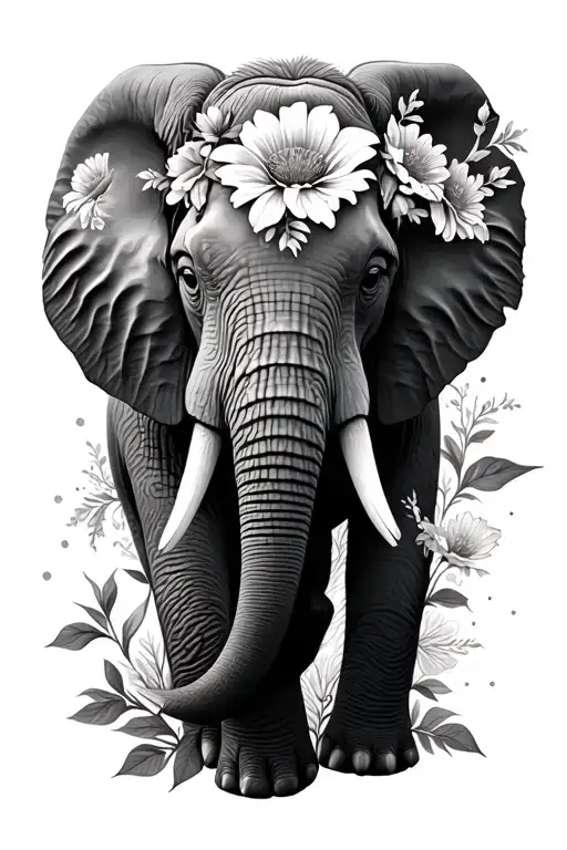 Elephant Around Flowers