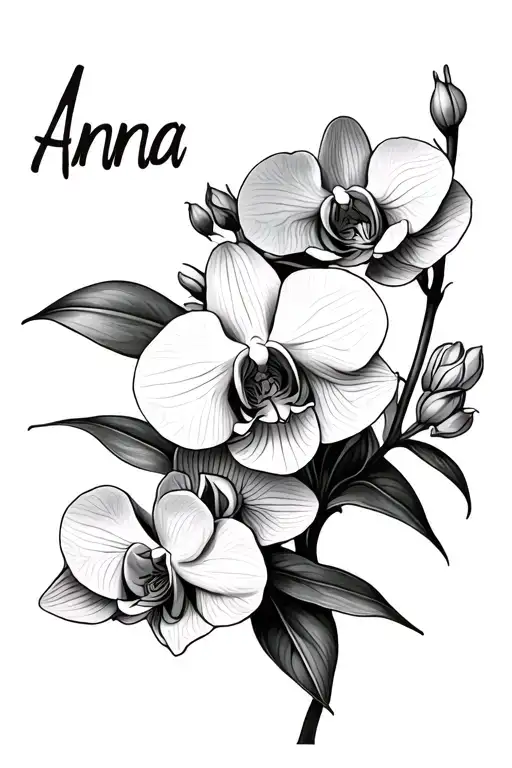 The Name Anna As The Stem Of A Orchid Flowers