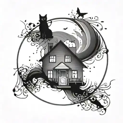 House In A Circle With Reference To Cats And Inside A Simple Circle