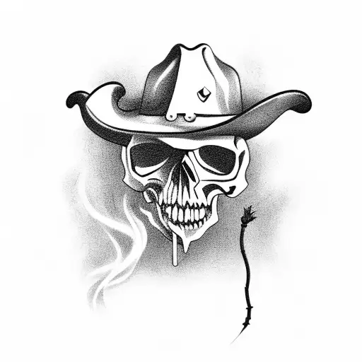 Cowboy Skull Smoking Cigarette