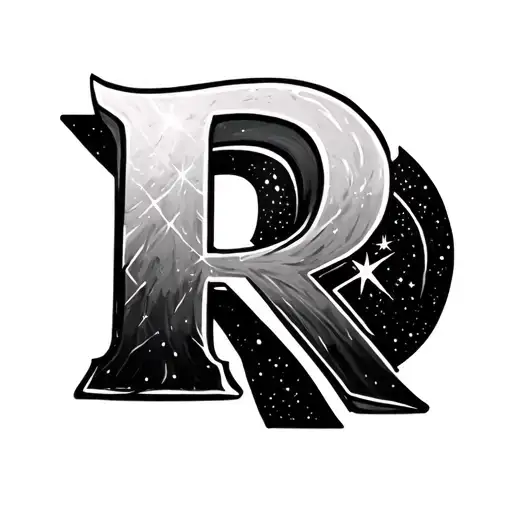Letter R With A Shooting Star