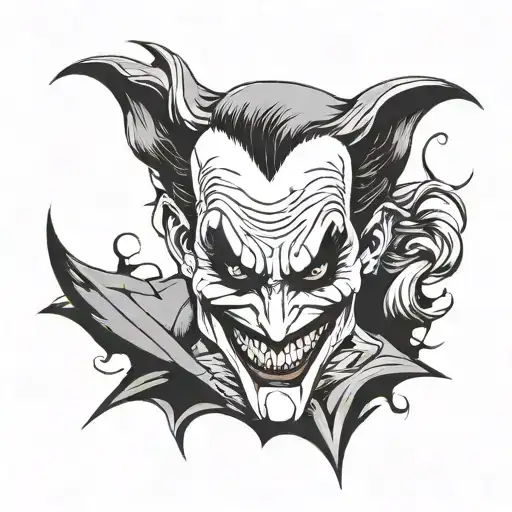 Joker Tatooo Small And Opposes Batman Symbol Formed