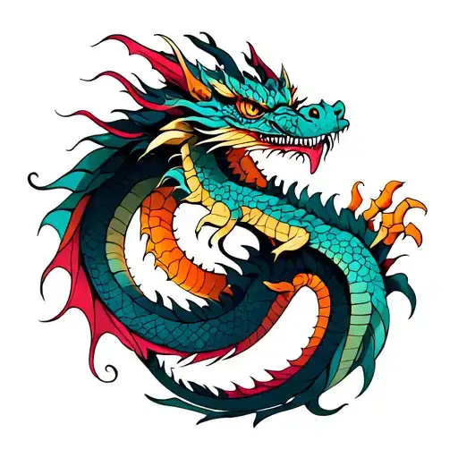 Colorful Dragon Tattoo Design