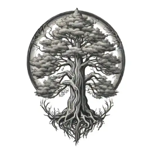 Sequoia Tree Growing With Roots And A Kings Crown