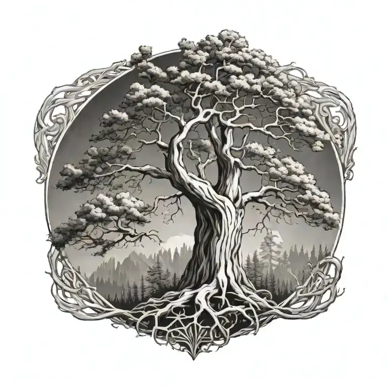 Sequoia Tree Growing With Roots And A Kings Crown