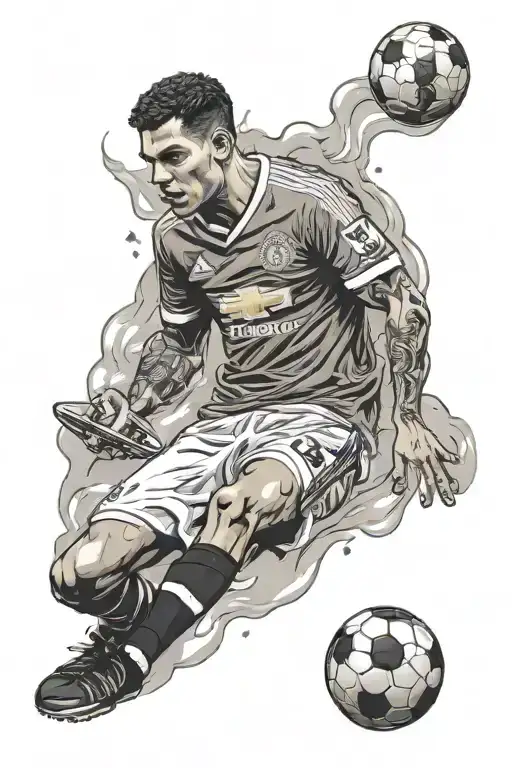 Manchester United Football Player Holding Trophy Tattoo Design