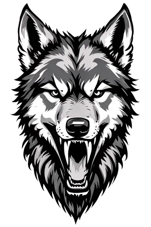 Snarling Wolf Head