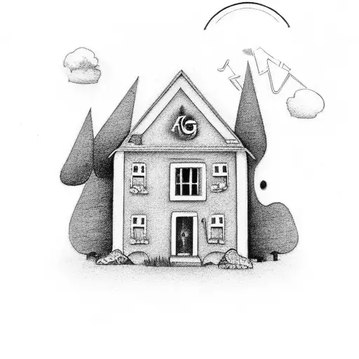 A Small House With A Letter G Waiting At The Door And A Rainbow