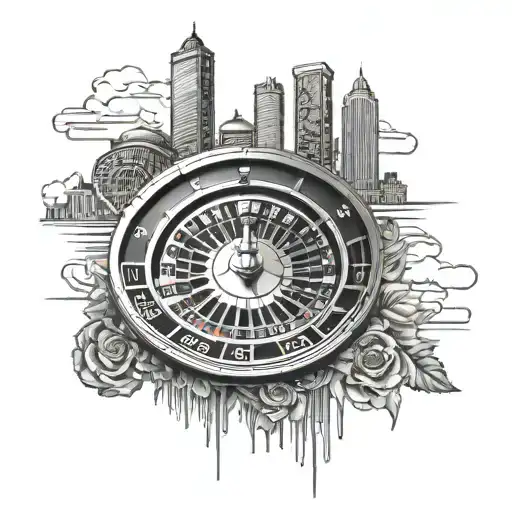 Roulette Table With City Skyline