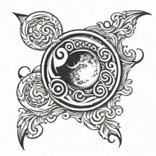 Tripple Moon And Triskelion Outline
