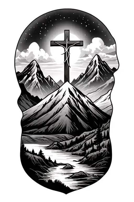 Mental Health With Mountains And A Cross