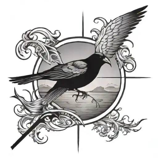 A Bird On Top Of A River In Circle Inside A Jesus Cross