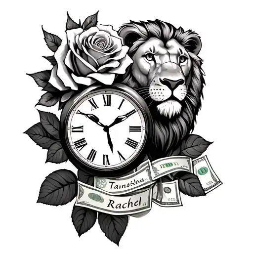 Roses With Money A Lion Moms Name Taneisha And Rachel With A Clock Dat Has 2007