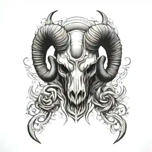 Demonic Ram Skull Adorned
