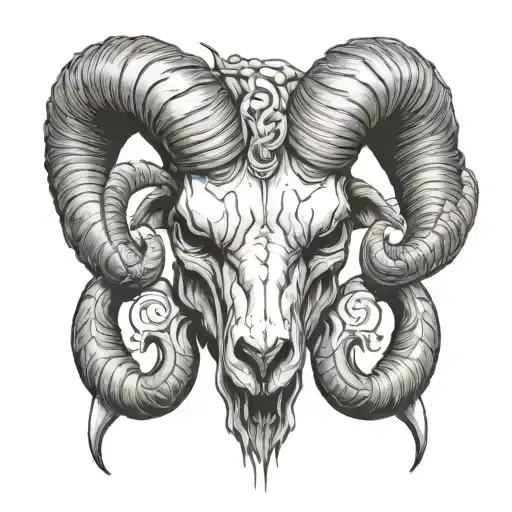 Demonic Ram Skull Soft Shading More Line Work