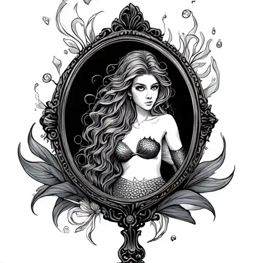 Mermaid Looking At The Hand Mirror