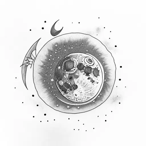 Moon And Shooting Star