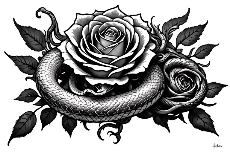 Medusa Head Snake Rose And Fire