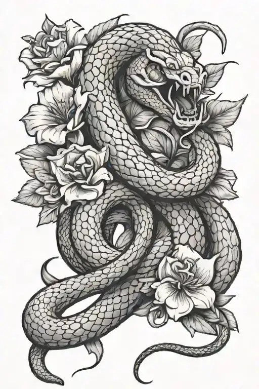 Flowers Scary Snake Wrapped