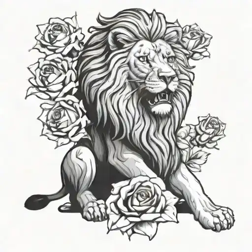Lion With Bear Fighting Coalas Sitting On Roses