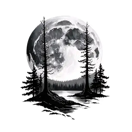 Full Moon In A Forest