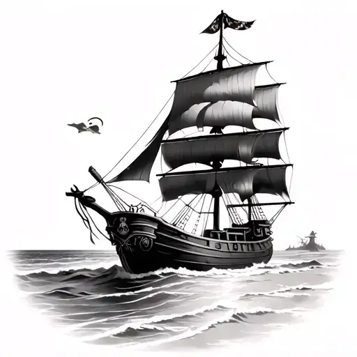 Pirate Ship On Beach