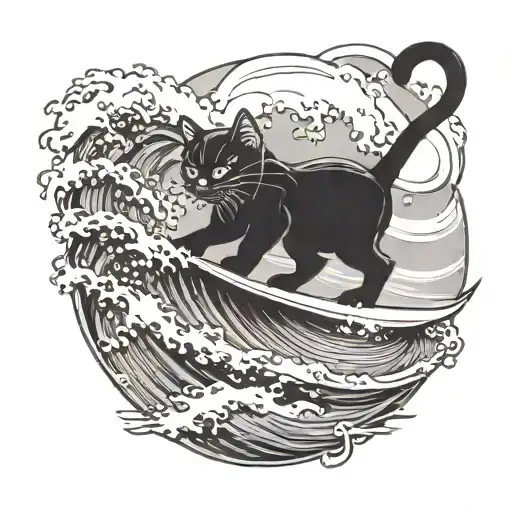 Black Cat Surfing Wave