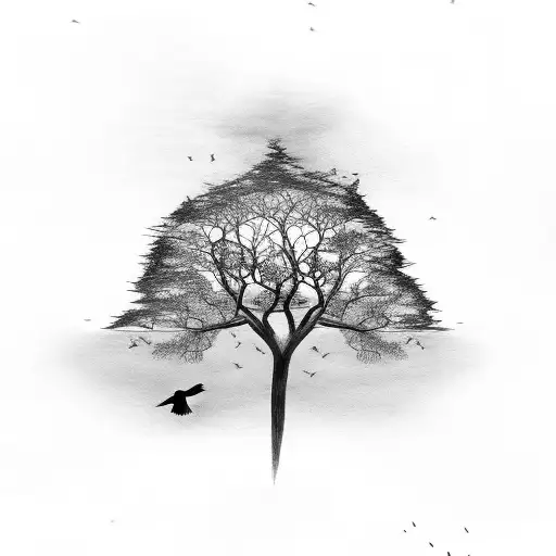 Tree With 2 Black Birds