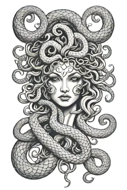 Medusa Tattoo With Snake Going Around Eyes