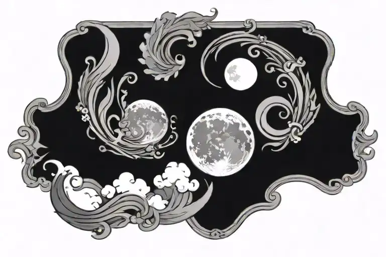 Moon And Smoke Swirling Rectangle Frame