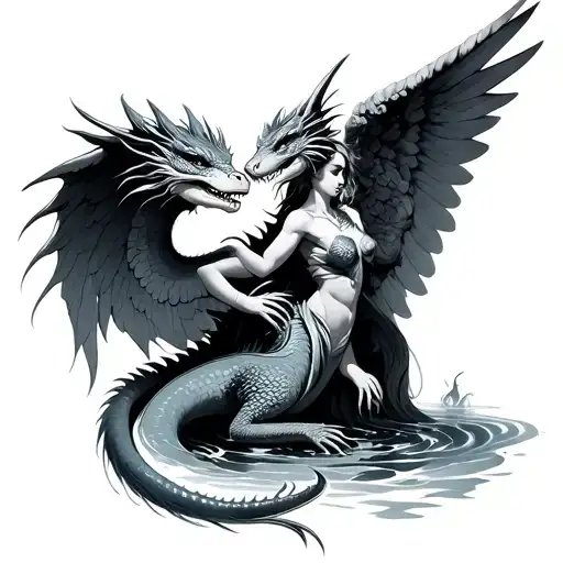 Water Dragon And Angel