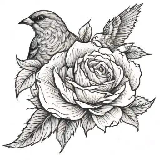Rose And Birds With Birth Date