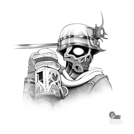 Flor Com Caveiras E Uma Katana