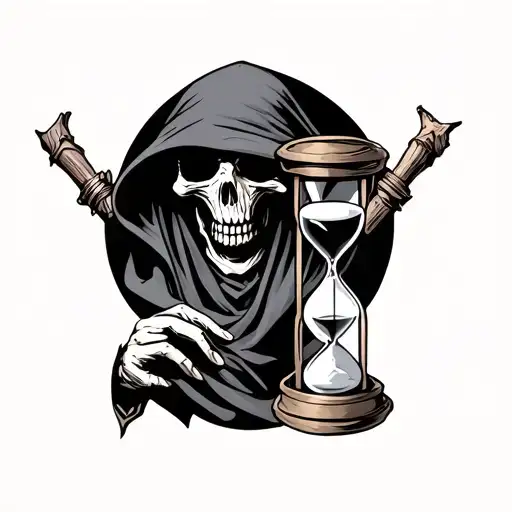 Grim Reaper Holding Hourglass